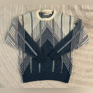Vintage London Fog Wool Blend Blue and Grey Crewneck Sweater - M